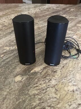 Dell Black Portable USB Stereo Speakers - Compact Pair